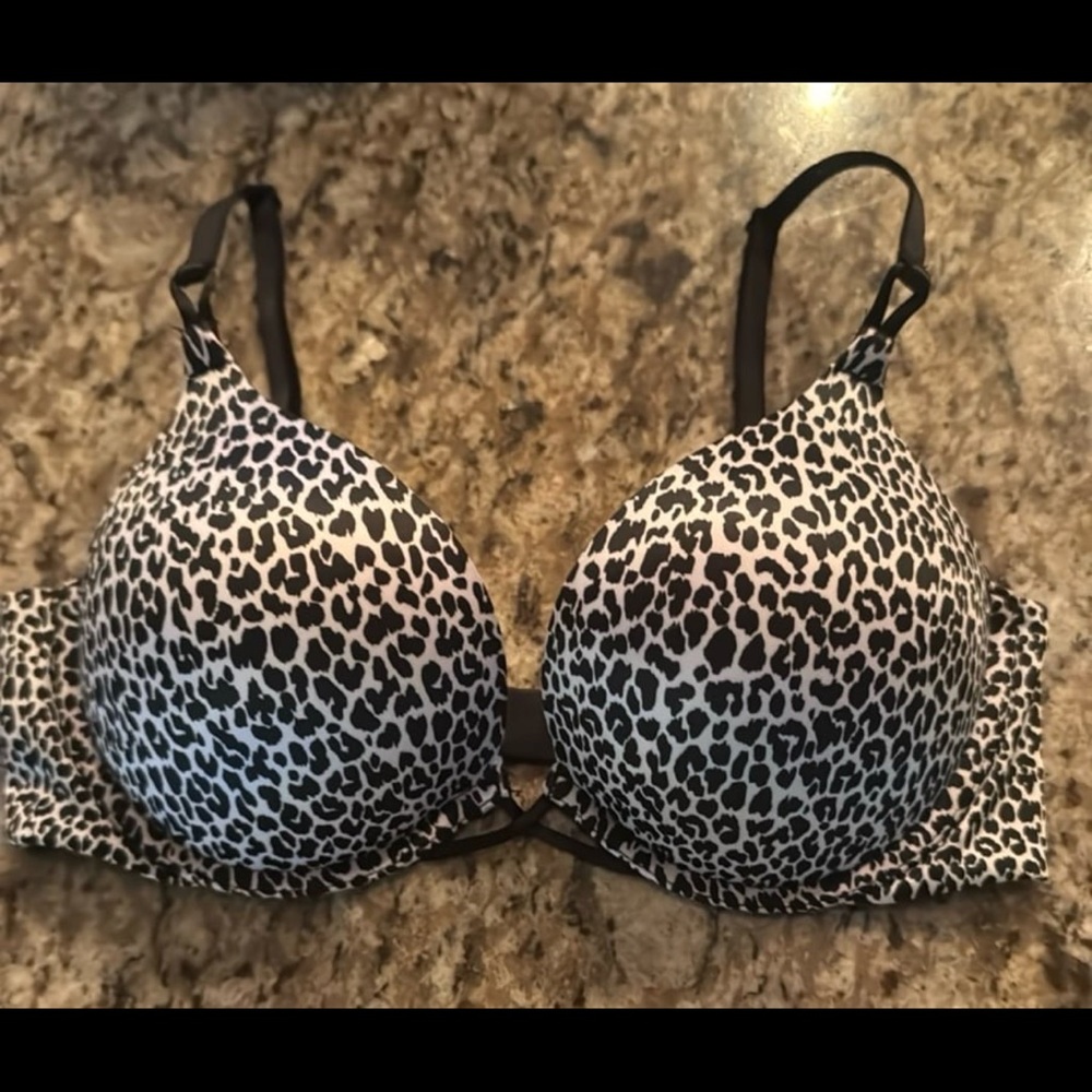 Victoria's Secret Black and White Leopard Print Bra